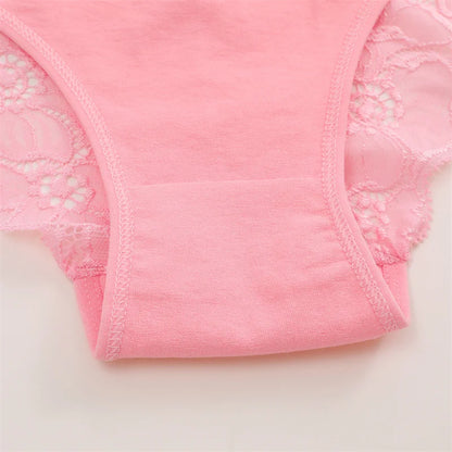 7PCS/Set Women Floral Lace Panties Sexy Low-Waist Briefs Female Hollow Out Breathable Underwear Cotton Soft Lingerie Solid Color