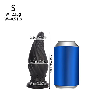 Spiral-Tip Silicone Anal Plug — Textured 5 Sizes S to XL