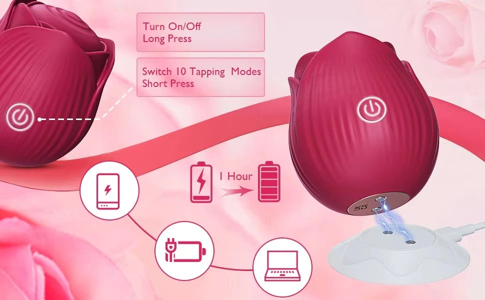 Rose-Shaped Clitoral Vibrator