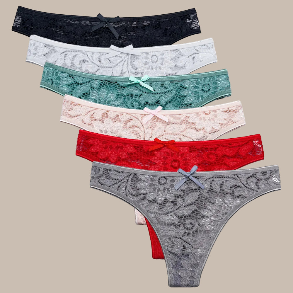 5 PCS/Set Sexy Lace Thongs Low Waist Underwear Women G-string Underpants Lady Bikini Panties Female Sexy Lingerie M-XL