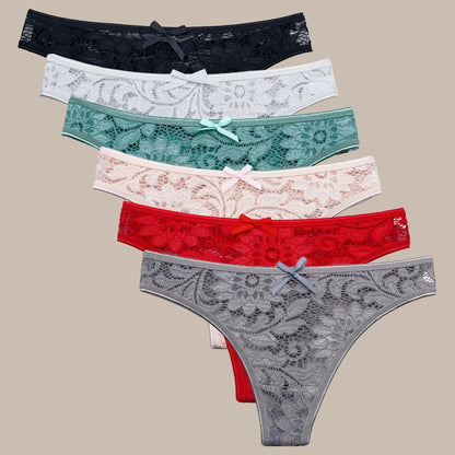 5 PCS/Set Sexy Lace Thongs Low Waist Underwear Women G-string Underpants Lady Bikini Panties Female Sexy Lingerie M-XL
