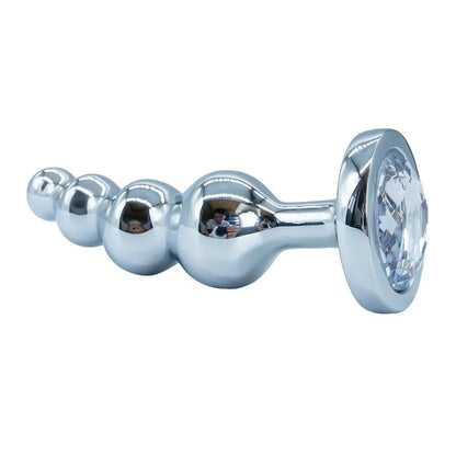 Premium Metal Anal Beads Pink Crysta
