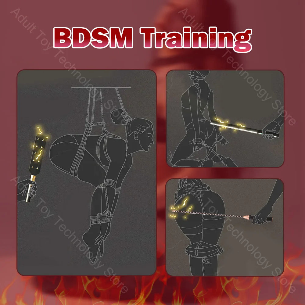 Electric shock training series, Pulse Horse Whip, Electro Spanking Paddle, Spanking Stick Bat, BDSM, Sex Games, Adult Sex Toys