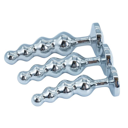 Premium Metal Anal Beads Pink Crysta