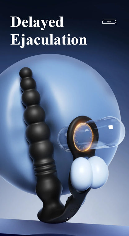 Thrusting Anal Beads Vibrator for Male Prostate Massager Penetrate Anal Sex Toy Butt Plug Masturbator for Gay Men Penis Ring
