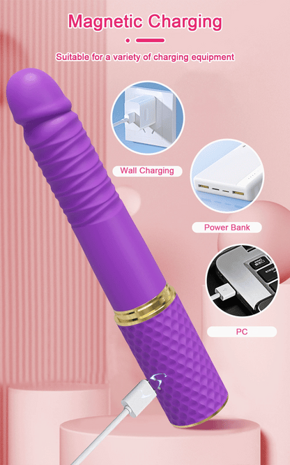 Thrusting Dildo Vibrator with Bracket Stand