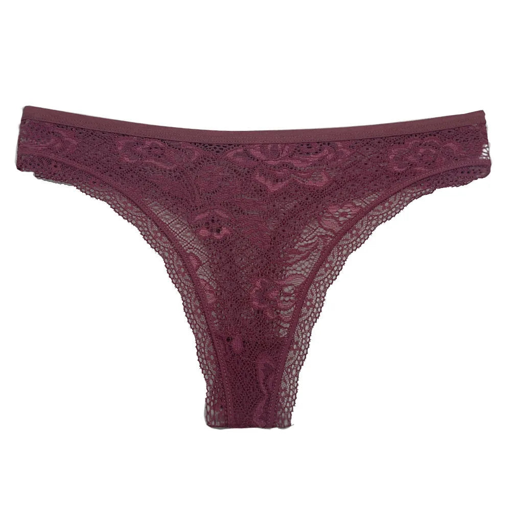 5 Pcs/Set Women's Underwear M-XL Sexy G-string Floral Transparent Female Underpants Lingerie Lace Thongs Woman Panties