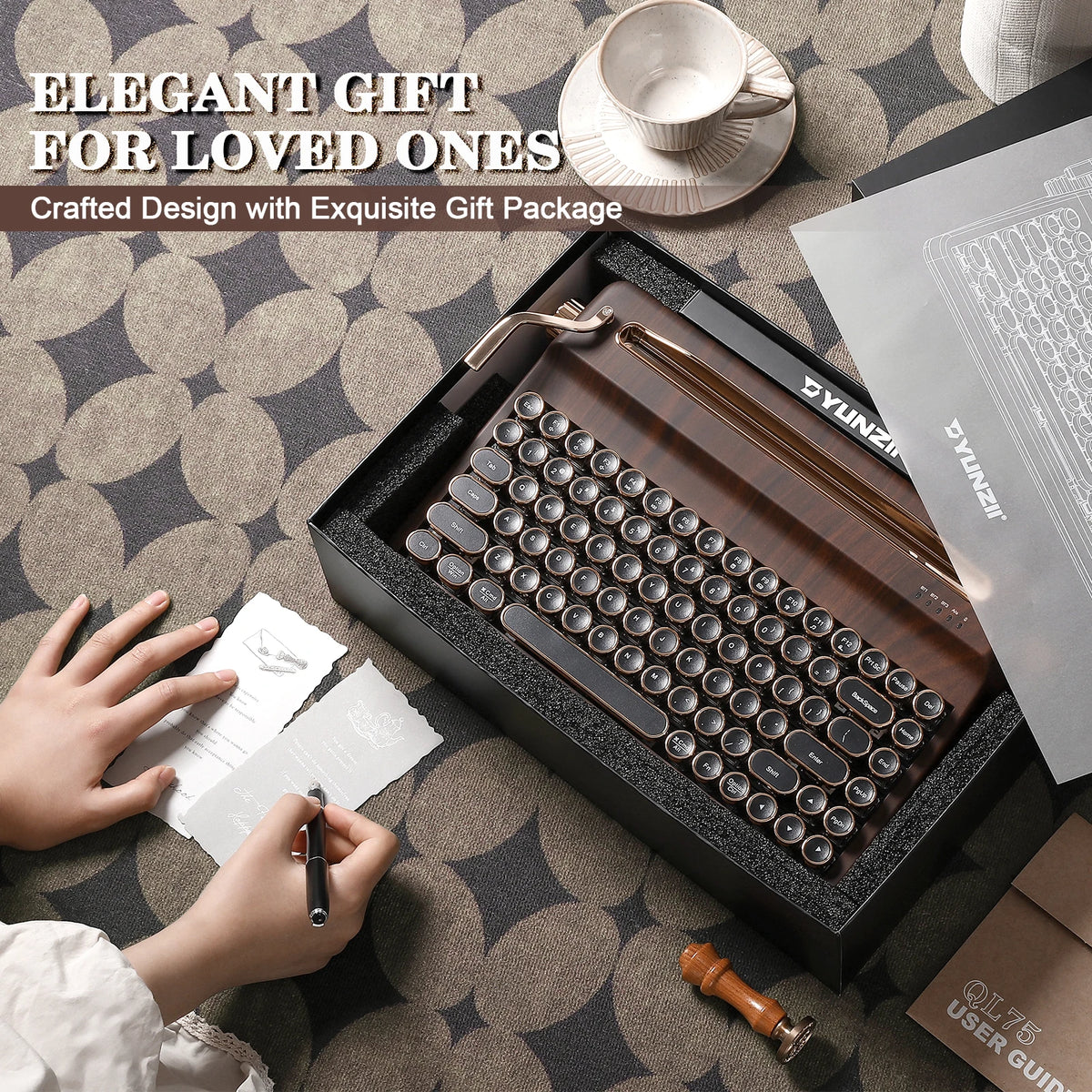 Creme Beige Premium Keyboard Golden