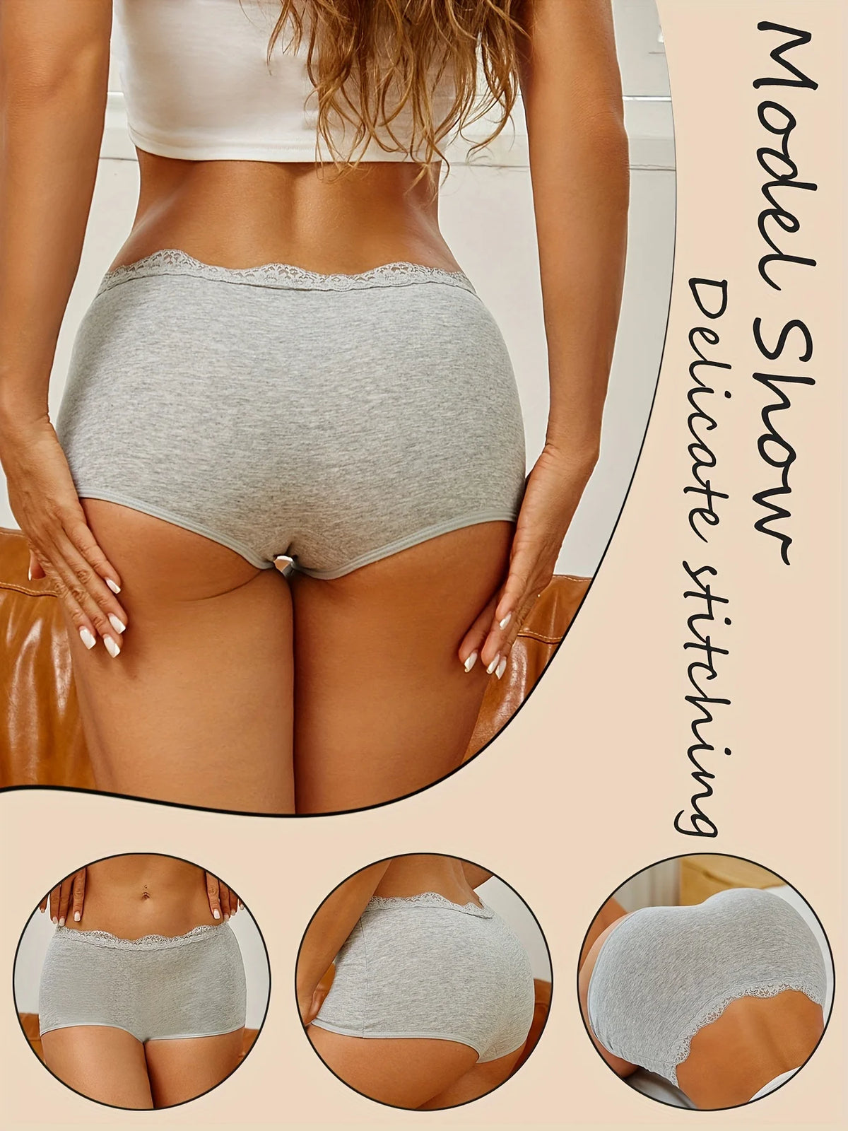 6Pcs/Set Women's Panties Sexy Lace Cotton Boyshorts Seamless Solid Color Comfortable Breathable Underwear Female Sports Boxers