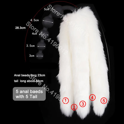 Huge 9 Ball Anal Plug Tail Sex Toys For Men Women Anal Dilator Soft Butt Plug with Tail Anal Beads Sex Party Erotic Toy Butplug