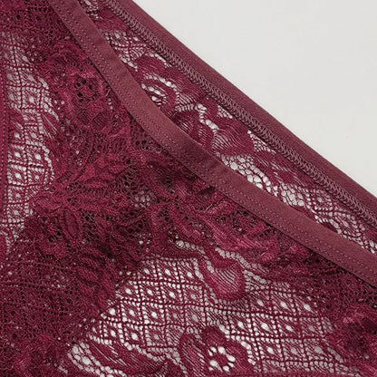 5 Pcs/Set Women's Underwear M-XL Sexy G-string Floral Transparent Female Underpants Lingerie Lace Thongs Woman Panties