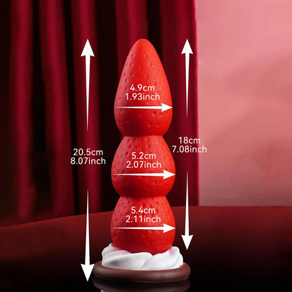 Strawberry Silicone Dildo and Plug — Sculptural 19cm