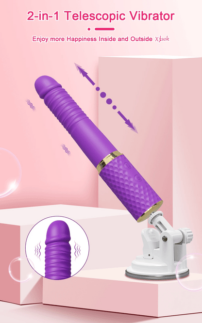 Thrusting Dildo Vibrator with Bracket Stand