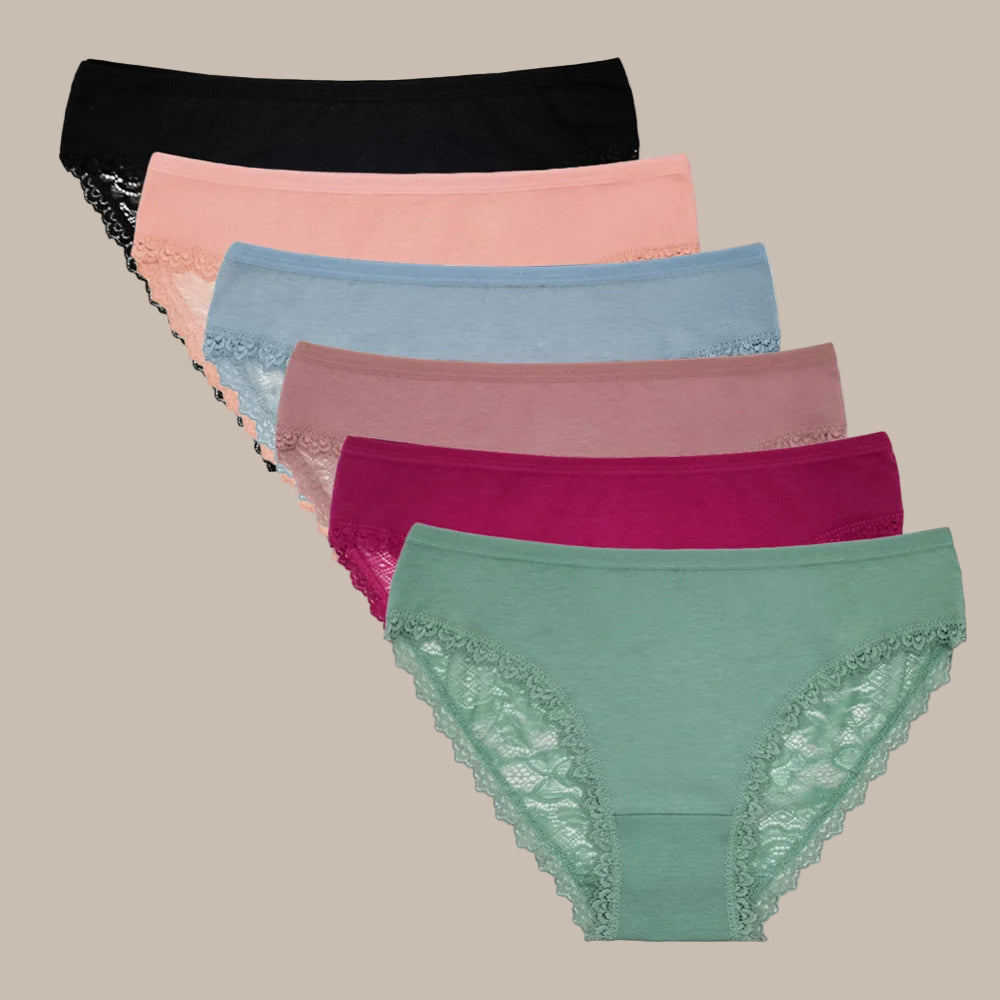 5 PCS/SET Women Panties Lace Underwear M-XL Sexy Low-rise Underpants Girls Bow Briefs Women Lingerie Ladies Panty