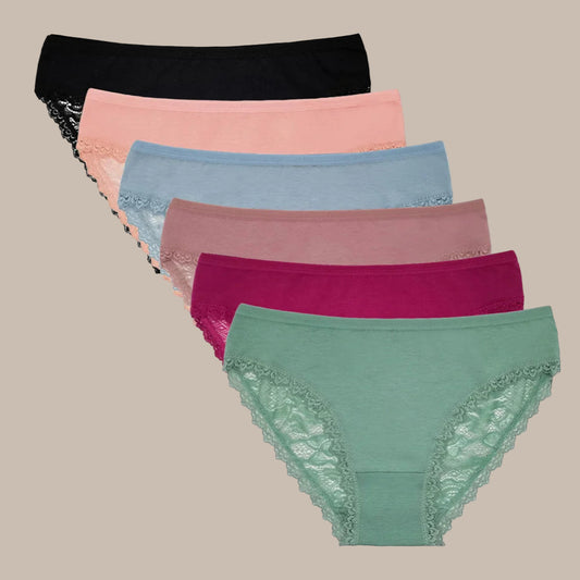 5 PCS/SET Women Panties Lace Underwear M-XL Sexy Low-rise Underpants Girls Bow Briefs Women Lingerie Ladies Panty