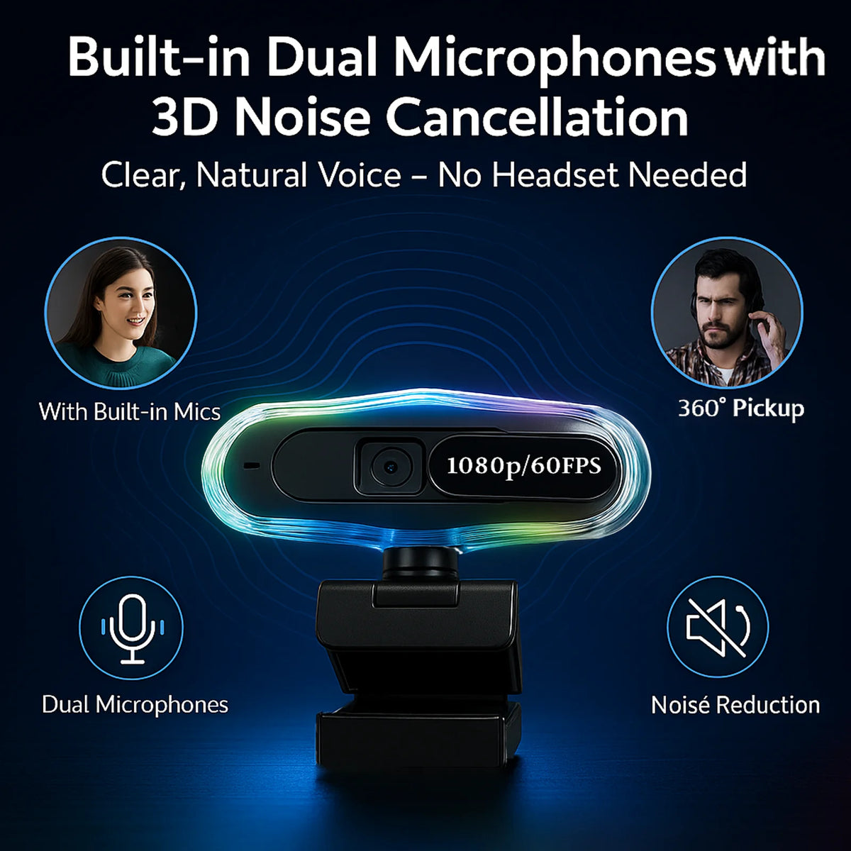 4k LED Light Autofocus Webcam