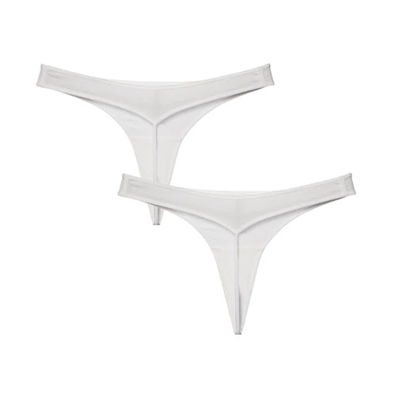 2 Pcs T-back Cotton Thong Underwear for Women Sports Ladies Seamless Panties Low Rise Solid Sexy Tanga