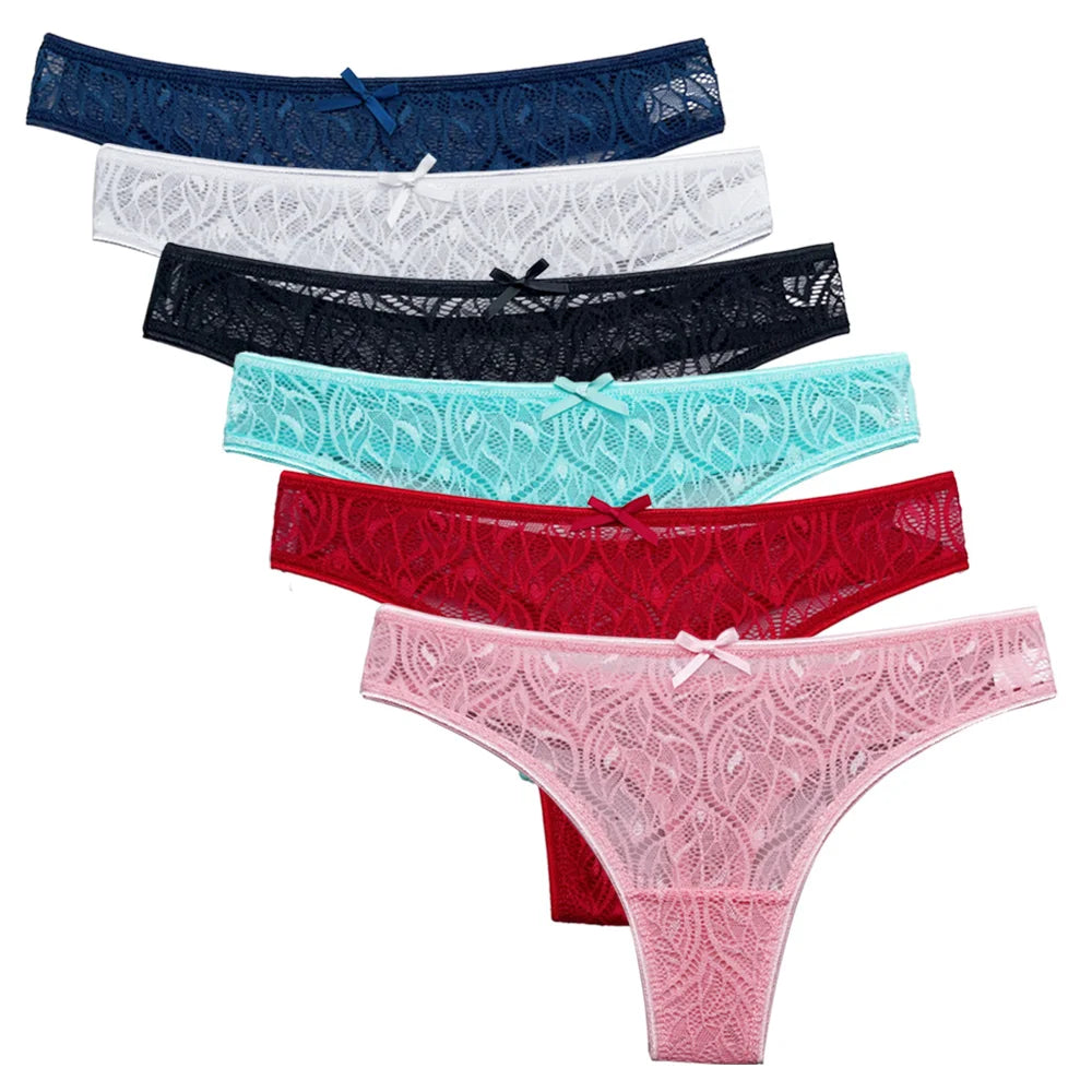 5 Pcs/lot Low Waist Lace Panties Sexy Underwear M-XL Transparent Underpants Lace Comfortable Thongs Ladies Lingerie