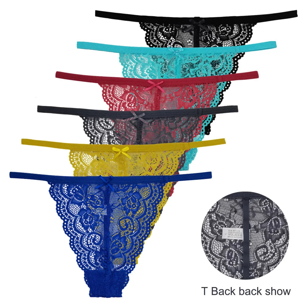 5 Pcs/lot Low Waist Lace Panties Sexy Underwear M-XL Transparent Underpants Lace Comfortable Thongs Ladies Lingerie