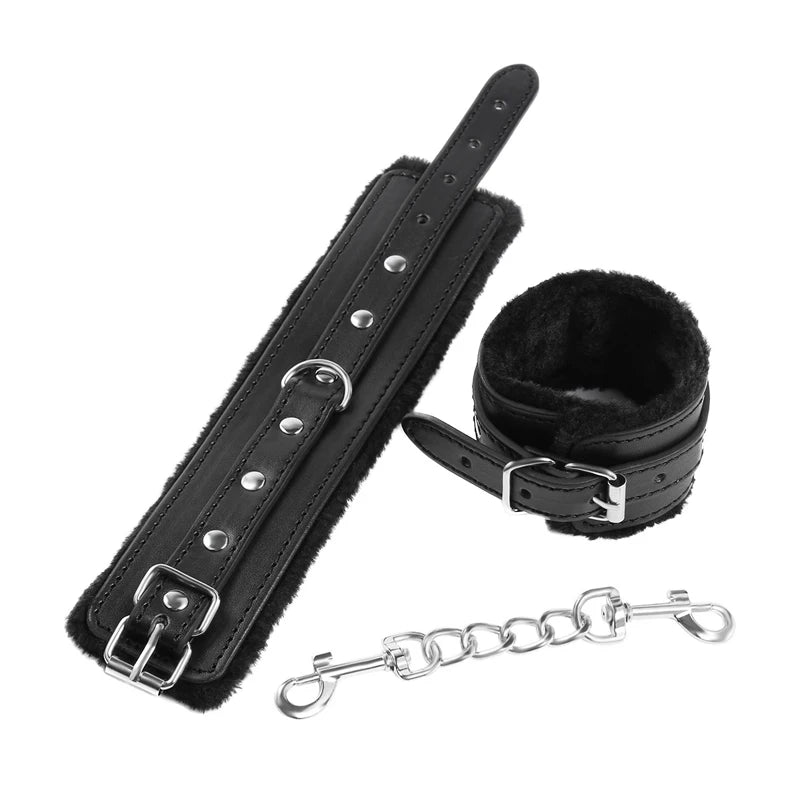 Plush-Lined Leather Wrist & Ankle Cuffs
