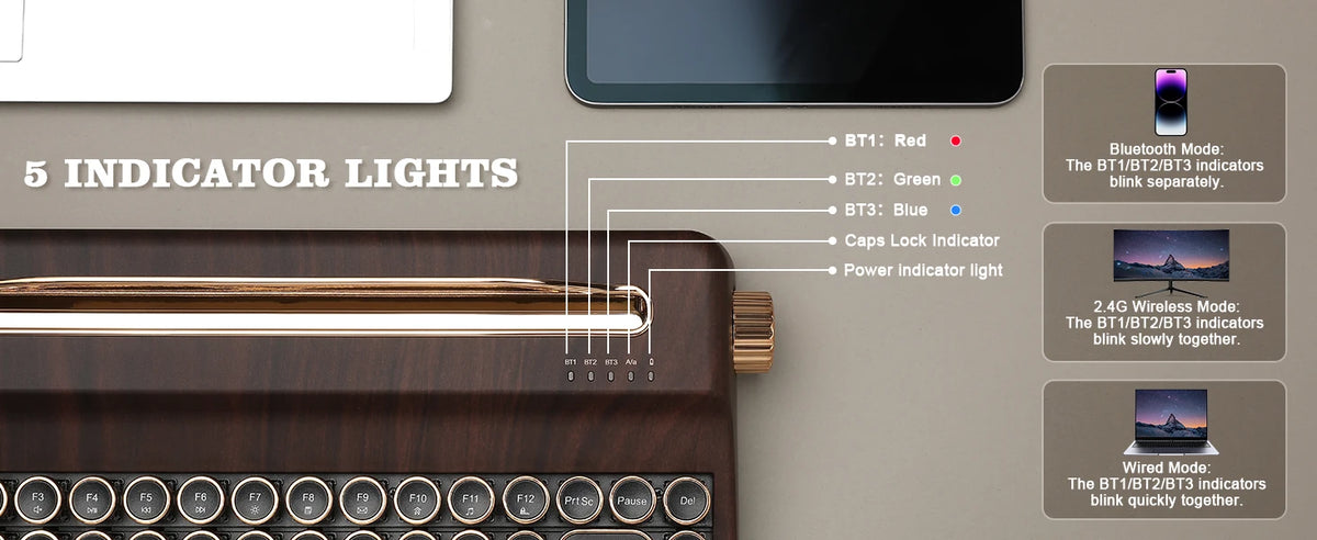 Creme Beige Premium Keyboard Golden