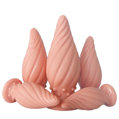 Spiral-Tip Silicone Anal Plug — Textured 5 Sizes S to XL
