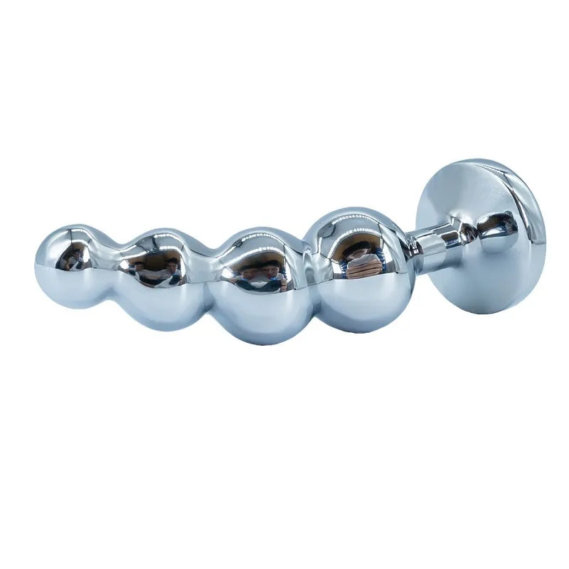 Premium Metal Anal Beads Pink Crysta