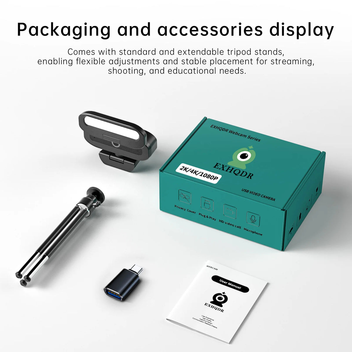 LED Lights Autofocus 4k Webcam