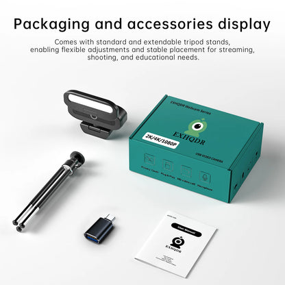 LED Lights Autofocus 4k Webcam