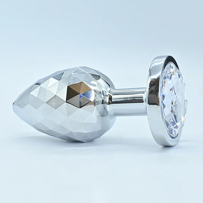Silvery Stainless Steel Diamond Surface Anal Plug Dildo Crystal Base Butt Plug Analplug Sex Toys For Woman Adult Toys Anal Toys