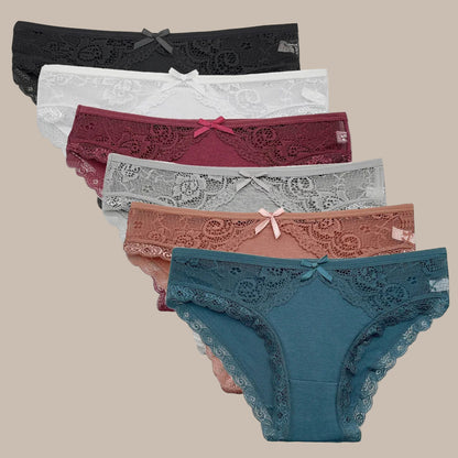 5 PCS/SET New Arrival Low Rise Ladies Sexy Lace Panty Underpants Panties For Women Lingerie Cotton Briefs