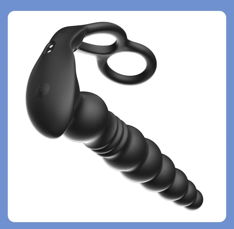 Thrusting Anal Beads Vibrator for Male Prostate Massager Penetrate Anal Sex Toy Butt Plug Masturbator for Gay Men Penis Ring