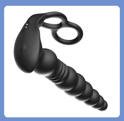 Thrusting Anal Beads Vibrator for Male Prostate Massager Penetrate Anal Sex Toy Butt Plug Masturbator for Gay Men Penis Ring