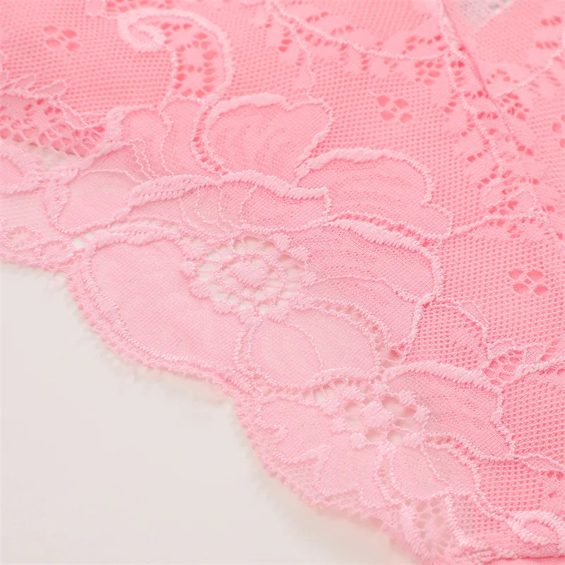 7PCS/Set Women Floral Lace Panties Sexy Low-Waist Briefs Female Hollow Out Breathable Underwear Cotton Soft Lingerie Solid Color