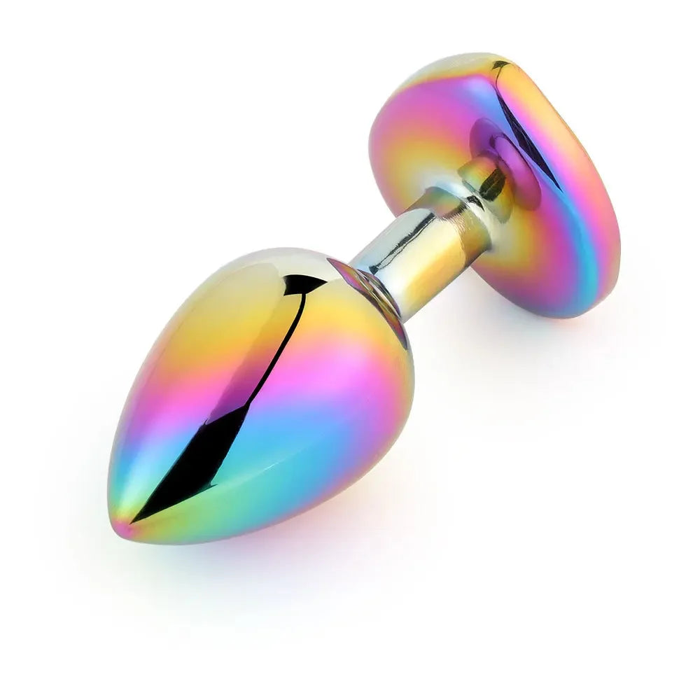 Cute Rainbow Heart-Shaped Metal Crystal Plug
