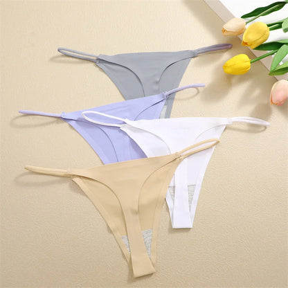 9PCS Seamless Panties Women's G-String Thongs Solid Color No Trace Underwear Female Low Rise Sexy Lingerie Comfortable Underpant