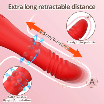 Thrusting Dildo Vibrator with Bracket Stand