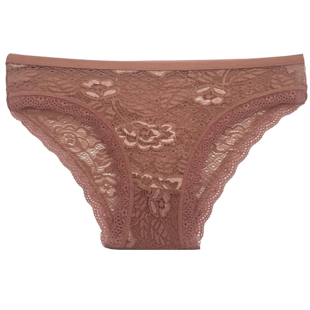 5 PCS/Set Mesh Briefs Big Size M-XL Lace Hollow Out Panties Sexy Transparent Underwear Low Rise Panties Girls Intimates Lingerie