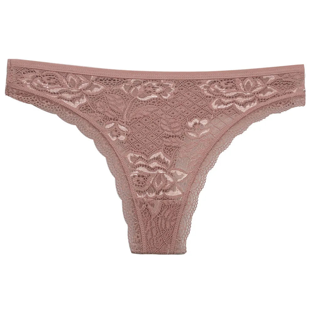 5 Pcs/Set Women's Underwear M-XL Sexy G-string Floral Transparent Female Underpants Lingerie Lace Thongs Woman Panties