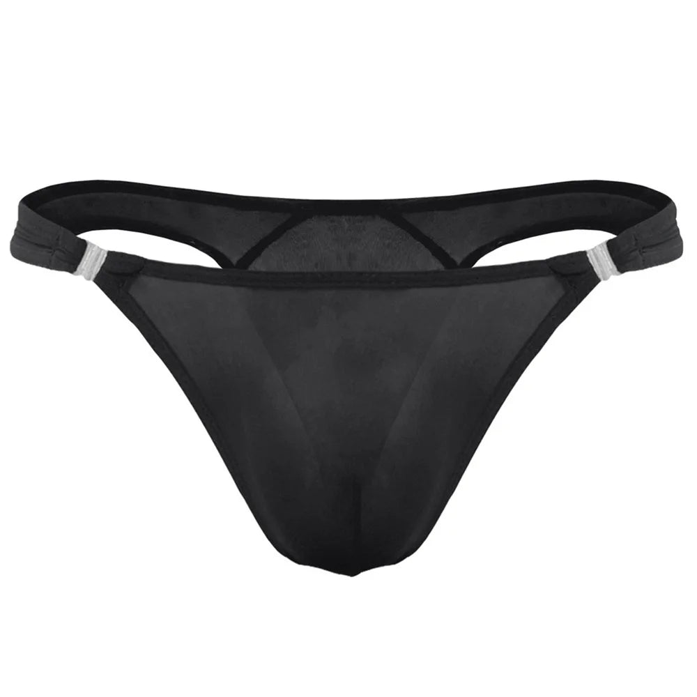 8PCS/Set Openable Buckle Underwear Man Ice Silk Thong Sexy U Convex Pouch Nylon G-string Low Waist Male Underpants Plus Size