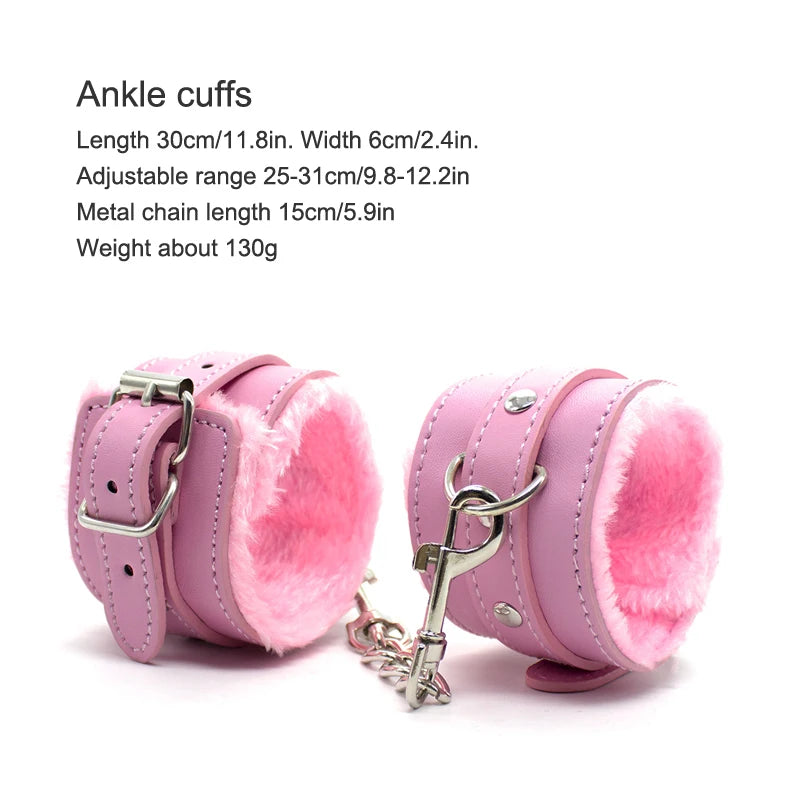 Plush-Lined Leather Wrist & Ankle Cuffs