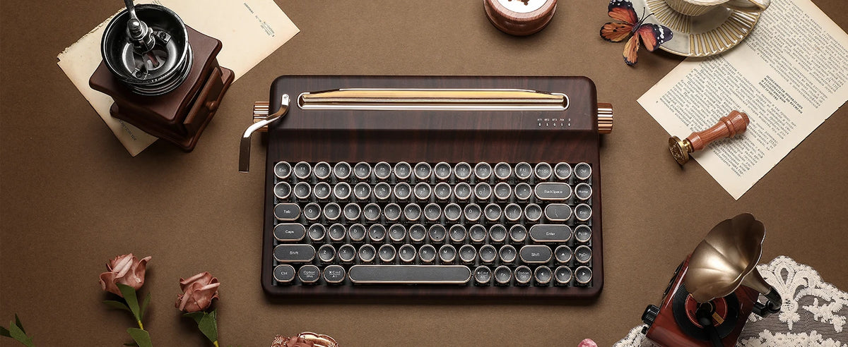 Creme Beige Premium Keyboard Golden