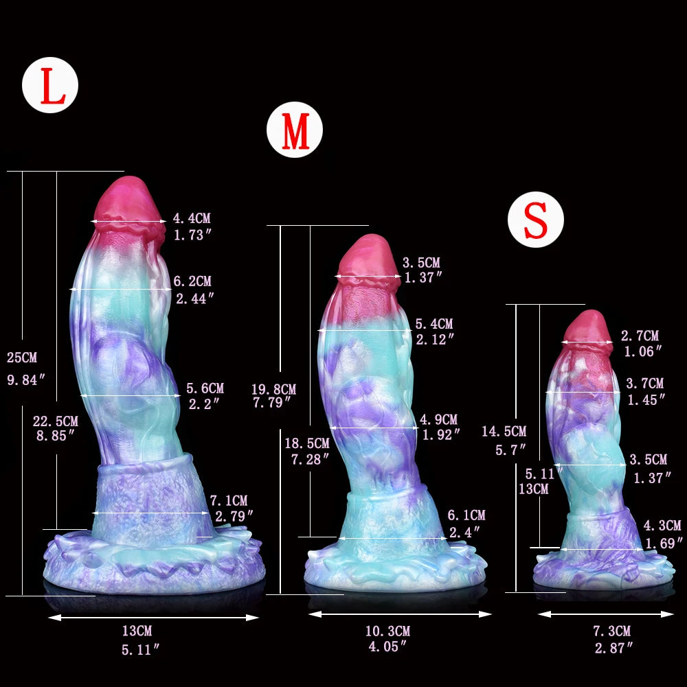 Ice Dragon Fantasy Silicone Dildo — 3 Sizes Suction Cup