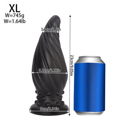 Spiral-Tip Silicone Anal Plug — Textured 5 Sizes S to XL