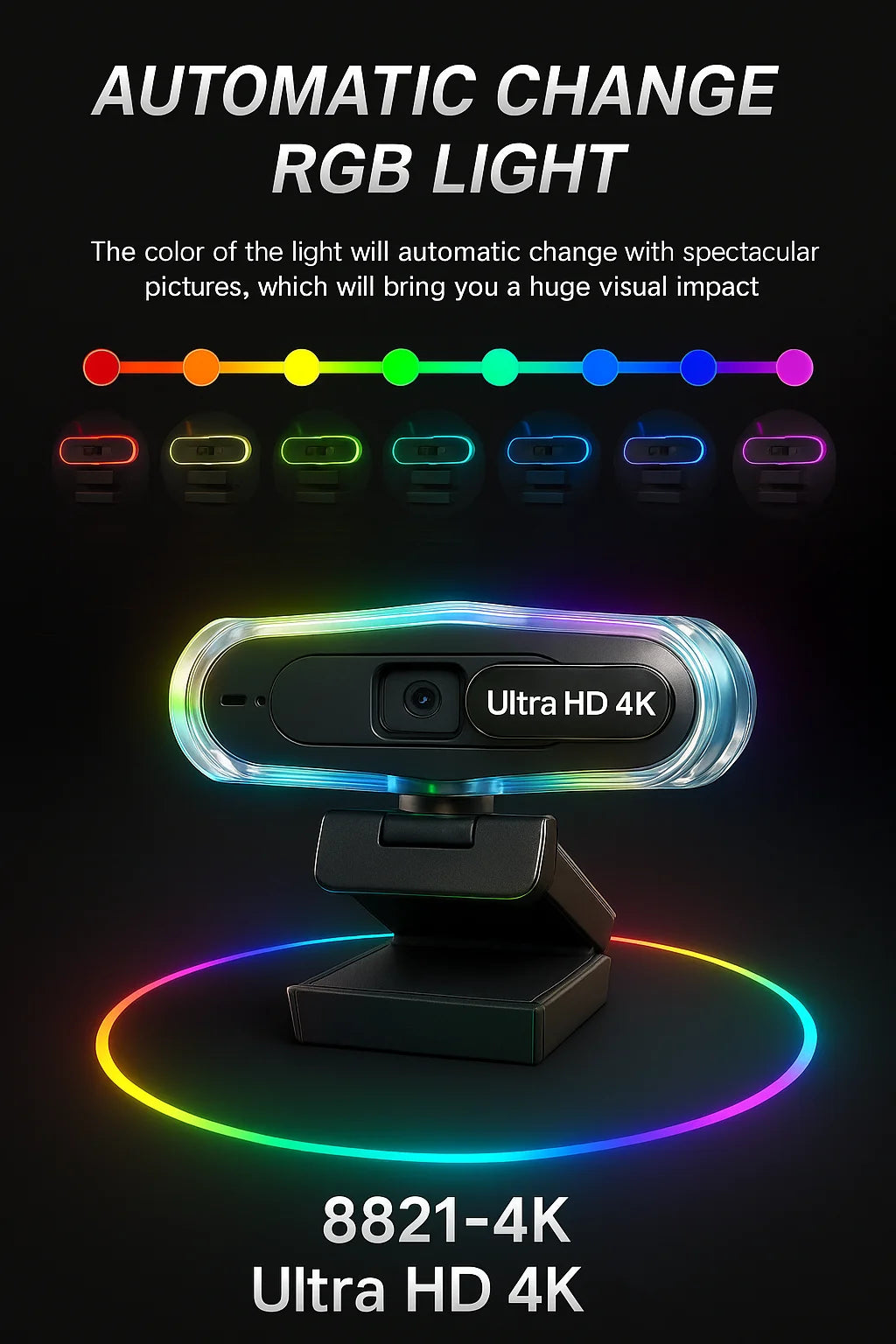 4k LED Light Autofocus Webcam