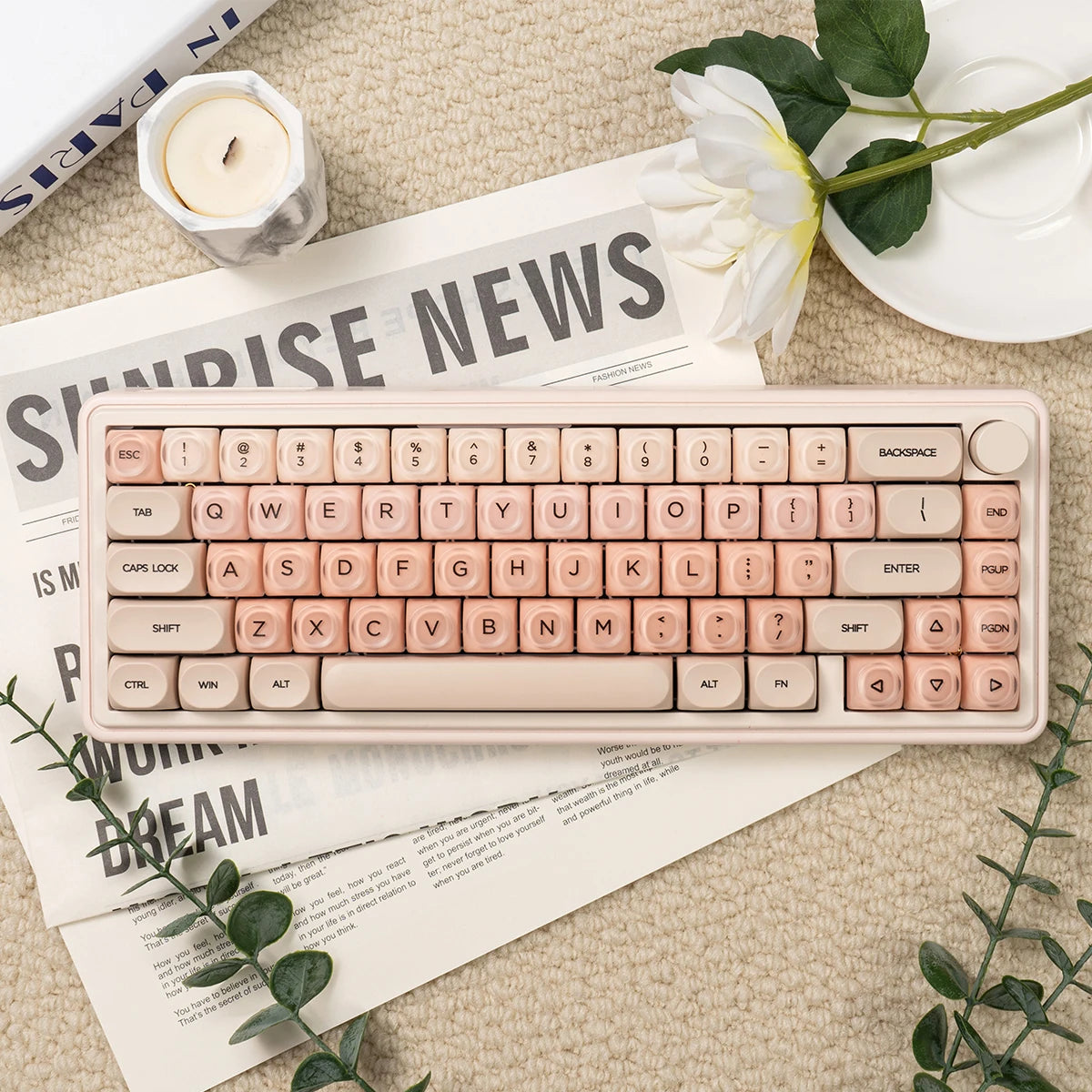 Stylish Beige Keyboard Keycaps