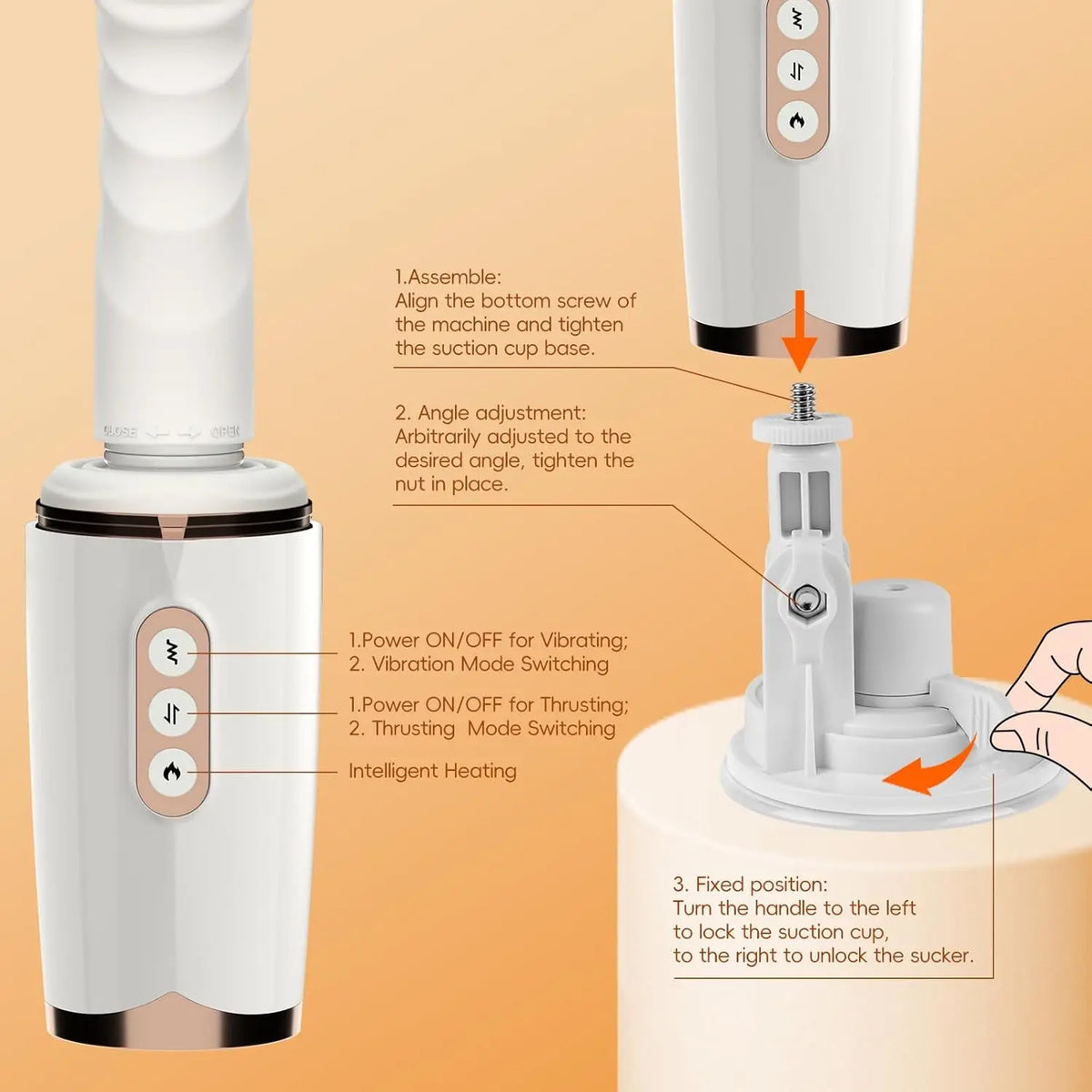 Rotating Heating Thrusting Dildo Vibrator
