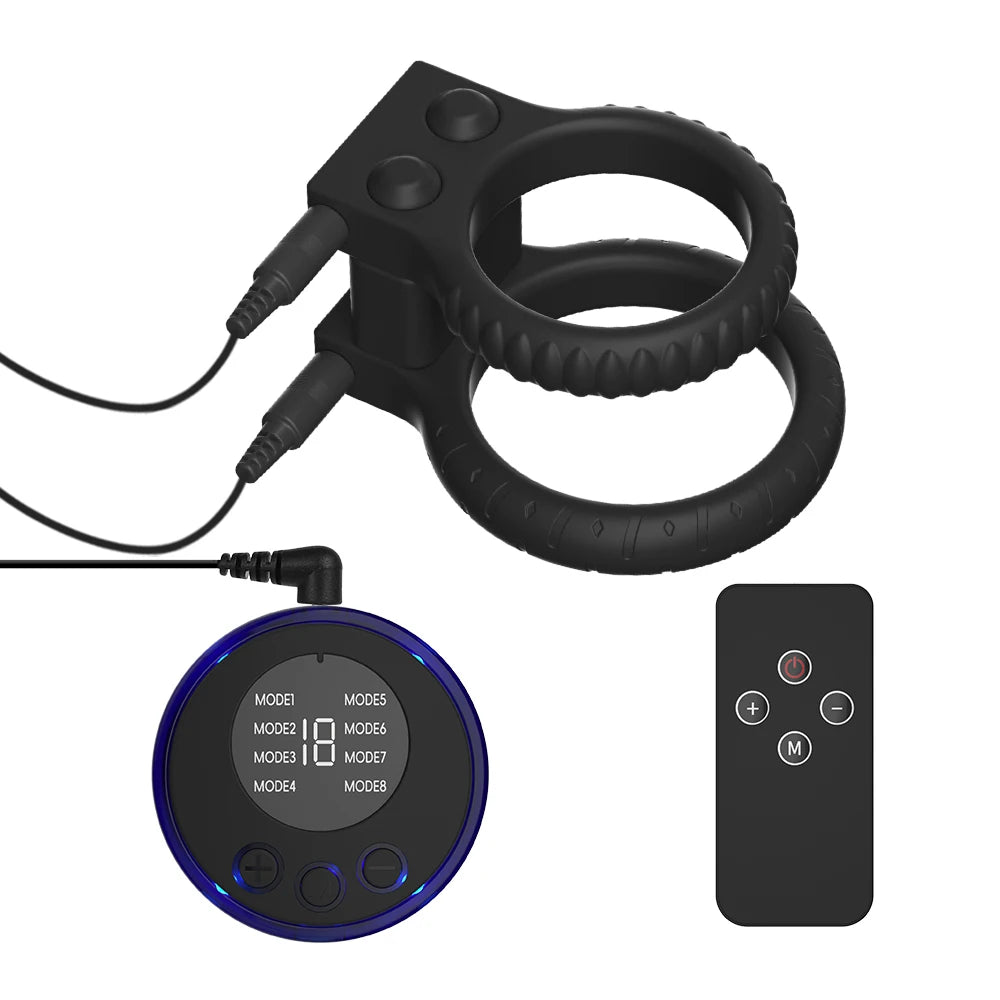 Electric Shock Male Penis Lock Cock Ring Erection Delay Ejaculation Electro Shock Penis Ring Reusable Ball Stretcher Sex Toys
