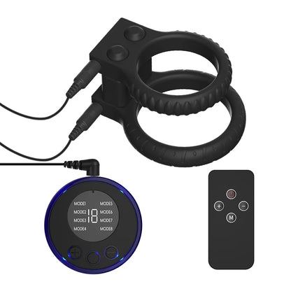 Electric Shock Male Penis Lock Cock Ring Erection Delay Ejaculation Electro Shock Penis Ring Reusable Ball Stretcher Sex Toys