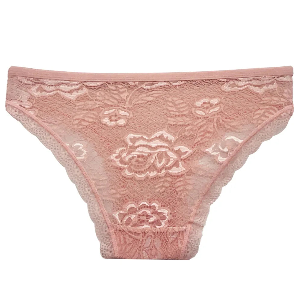 5 PCS/Set Mesh Briefs Big Size M-XL Lace Hollow Out Panties Sexy Transparent Underwear Low Rise Panties Girls Intimates Lingerie